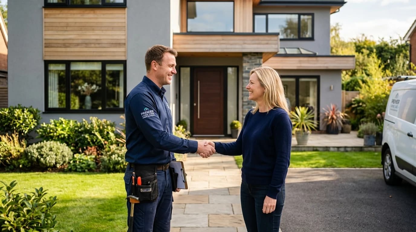 Homemade Developers property maintenance specialist shaking hands with a homeowner in London, Ontario
