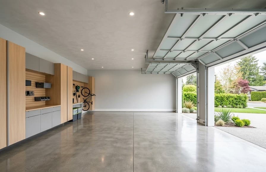 Clean, clutter-free organized residential garage following complete cleanout service